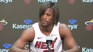 FULL Jimmy Butler shows off new hairstyle at Miami Heats media day 🤣  NBA on ESPN [upl. by Ronica]