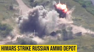 Ukrainian HIMARS Blow up a Russian ammunition warehouse in the Donetsk region [upl. by Sakmar]