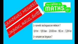 Maths 6ème  Longueurs Masses Durées Exercice 1 [upl. by Janeta]