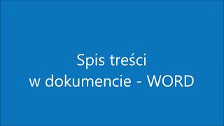 Spis treści numeracja stron  WORD [upl. by Anelaf]