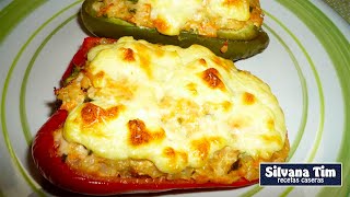 PIMIENTOS  MORRONES RELLENOS con carne de Pollo  recetas caseras Silvana Tim [upl. by Coppins]