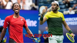 Gael Monfils vs Matteo Berrettini ATP Cup 2021 MATCH HIGHLIGHTS [upl. by Skippie]