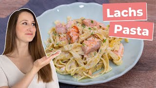 LACHS PASTA mit Sahne Soße schnelles ONE POT Rezept Lachsnudeln 🐟 [upl. by Worthington]