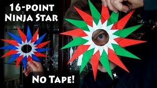 Origami 16Point Ninja Star No Tape [upl. by Atinuhs]