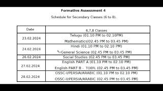 AP FA4 Time Table 202324  AP 10th Pre Final Time Table 202324  ap fa4 exam dates 2024 prefinal [upl. by Odicalp526]