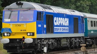 DCR Class 60s  60028 And 60055 Arrive At Hove On The Cappagh Capital Campaigner Rail Tour [upl. by Arbua357]