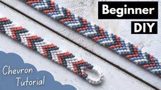 EASY Chevron Tutorial with TEAR DROP LOOP  Friendship Bracelets Beginner DIY [upl. by Imled364]