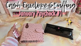 CASH ENVELOPE STUFFING JANUARY PAYCHECK 1  2024  cashenvelopesystem cashbudgeting [upl. by Sirovaj]