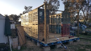 Making a storage shed out of Pallets part 2 [upl. by Namlak]