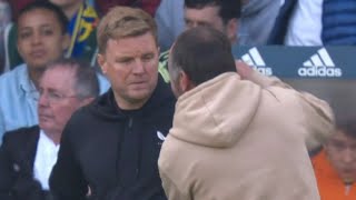 Eddie Howe Pushed by Leeds Fan during Newcastle United Vs Leeds match [upl. by Lemuel]