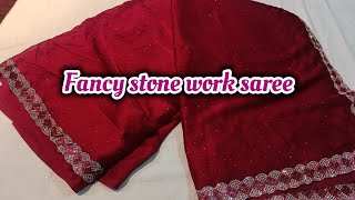 latest stone work chiffon saree designs  cutwork fancy saree fashioncraze3m saree fancysarees [upl. by Rebmyk82]