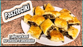 PASZTECIKI Z PIECZARKAMI  pyszny dodatek do barszczu czerwonego lub przekąska na SYLWESTRA👌😋 [upl. by Carlynn]