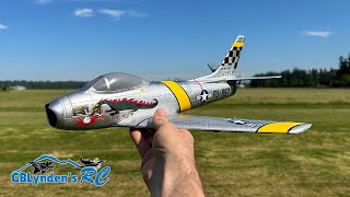 Maiden Flight Review  Eflite UMX F86 Sabre 30mm EDF Jet [upl. by Euqilegna68]