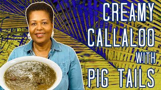 Callaloo recipe with Salted Pigtails Savory creamy delicious😋 [upl. by Anelec]