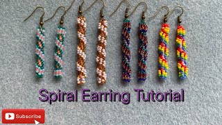 Spiral seed bead earring tutorial quick and simple beading technique [upl. by Sully]