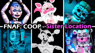 FNAF Coop  Sister Location  Night 1 to 6  Full Walkthrough  All Endings  Roblox [upl. by Tingey]