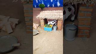 How to make cow shed project by mini bricks [upl. by Yardna]