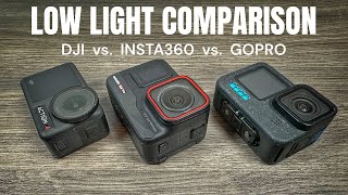 Insta360 Ace Pro LowLight Comparison versus DJI Osmo Action 4 and GoPro Hero 12 [upl. by Munniks580]