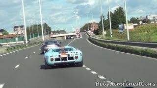 Ford GT40 racing with AstonMartin V8 Vantage on the highway [upl. by Meekah]