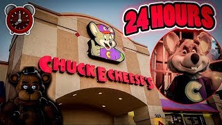 ATTACKED BY FREDDY FAZBEAR 24 HOUR OVERNIGHT IN CHUCK E CHEESE  FREDDY FAZBEAR STALKED US [upl. by Candice]