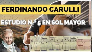 Ferdinando Carulli Estudio No5 en Sol Mayor Guitarra TAB y partitura🎸 [upl. by Eceined]