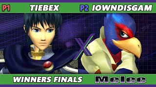 SX 563 WINNERS FINALS  tiebex Marth Vs Iowndisgam Falco Fox Smash Melee  SSBM [upl. by Einittirb]