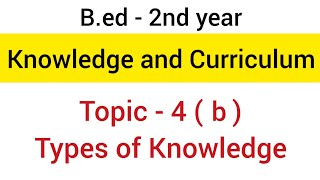 Part  4b Types  Kinds  Forms of Knowledge  subject  knowledge and curriculum  bed  2nd yr [upl. by Petrie]