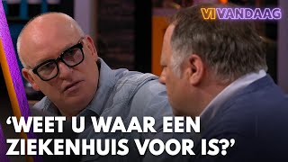 René tegen viroloog Van Ranst Weet u waar een ziekenhuis voor is  VI VANDAAG [upl. by Nesnaj]