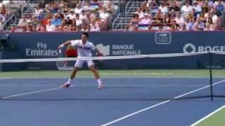 Djokovic Hits Hot Shot Defensive Volley In Montreal Final [upl. by Tehc368]