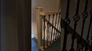 oak staircase balustrade with double basket metal spindles staircasebanisters [upl. by Bevan]