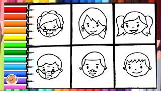 Easy Family Drawing Step By StepGrandparents Parents And Kids🌈👵🏻👩👧👴🏻👨Easy Drawings for kid [upl. by Eyma]