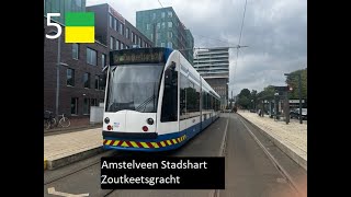 GVB  Amsterdam  Lijn 5  Amstelveen Stadshart  Zoutkeetsgracht  14G Combino  2023 [upl. by Iroj]