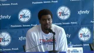 Andrew Bynums Philadelphia 76ers Press Conference [upl. by Miett]