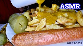 EAT BRITISH MEAL  CURRY SAUCE CHIPS SAUSAGE GERKIN PICKLED ONION  MUKBANG  AampF ASMR [upl. by Tran]