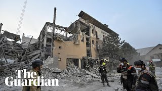 Rescuers search rubble after hotel struck in Ukraines Kryvyi Rih [upl. by Suivatra]