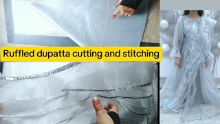 Ruffle dupatta cutting and stitching easy tutorial horn to make ruffle dupatta [upl. by Steve640]