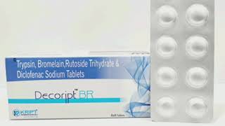 Decoript BR Tablets Trypsin Bromelain Rutoside Trihydrate amp Diclofenac Sodium Tablets [upl. by Daht]