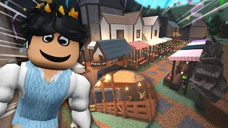 BUILDING THE BLOXBURG MARKETPLACE AND HORSE STABLES IN THE CASTLE PROJECT [upl. by Eserrehs885]