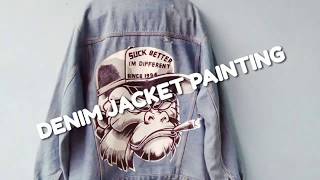 CARA MELUKIS DI JAKET JEANS  step by step  DENIM ART [upl. by Aecila561]