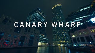 Exploring Canary Wharf London at Night Winter 2023 Relaxing Walk 4K HD [upl. by Nhguaval]