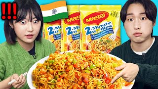 Koreans Try Indian Maggi Masala For The FIRST TIME [upl. by Reteip]