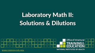 Mini Series Part 5  Laboratory Math II Solutions amp Dilutions [upl. by Jurdi]