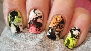 Splatter neon nails  Dmuchany wzorek neonowy  tutorial  Basevehei [upl. by Maisel]