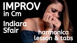 Harmonica lesson amp free tabs Improvisation in Cm  Indiara Sfair [upl. by Mcgraw847]