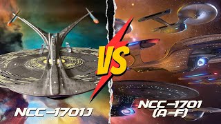 Star Trek Enterprise Showdown Size comparison of Enterprise J vs Enterprise AF [upl. by Eisen]