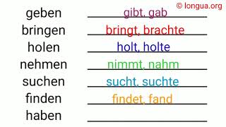 Verben Präsens und Präteritum geben bringen holen nehmen suchen finden haben gab nahm [upl. by Libbie473]