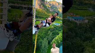 Spectacular Bungee Jump from a height of 100 feet 😲short [upl. by Atinauj450]