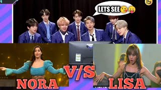 btsreaction😍Nora VS LisaDilbar song Dancingwho is betterfull video watchingbtsbtsreaction [upl. by Sdlonyer60]