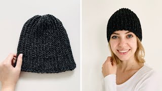 EASY UNISEX BEANIE  FREE CROCHET PATTERN [upl. by Einnhoj]