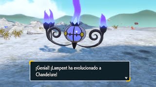 ✅Como evolucionar a LAMPENT en CHANDELURE en pokemon PurpuraEscarlata [upl. by Yssep128]